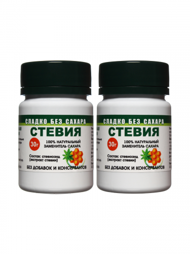 Стевия сахарозаменитель порошок натуральная NektarBio - стевиозид, заменитель сахара из стевии, 2х30 гр.